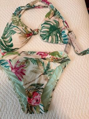Pilyq Brand new w/tags tropical bikini and skirt set